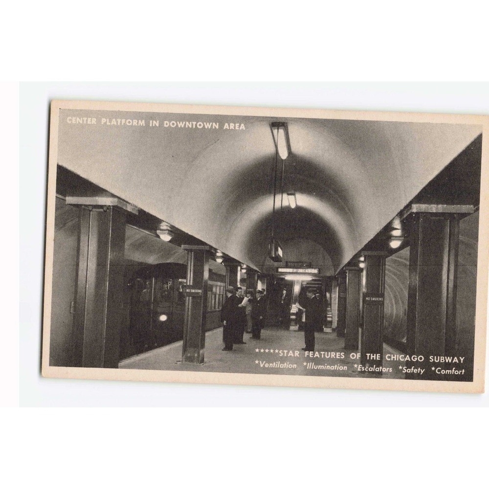 Vintage Chicago Subway Center Platform Downtown Postcard Blackstone Studios